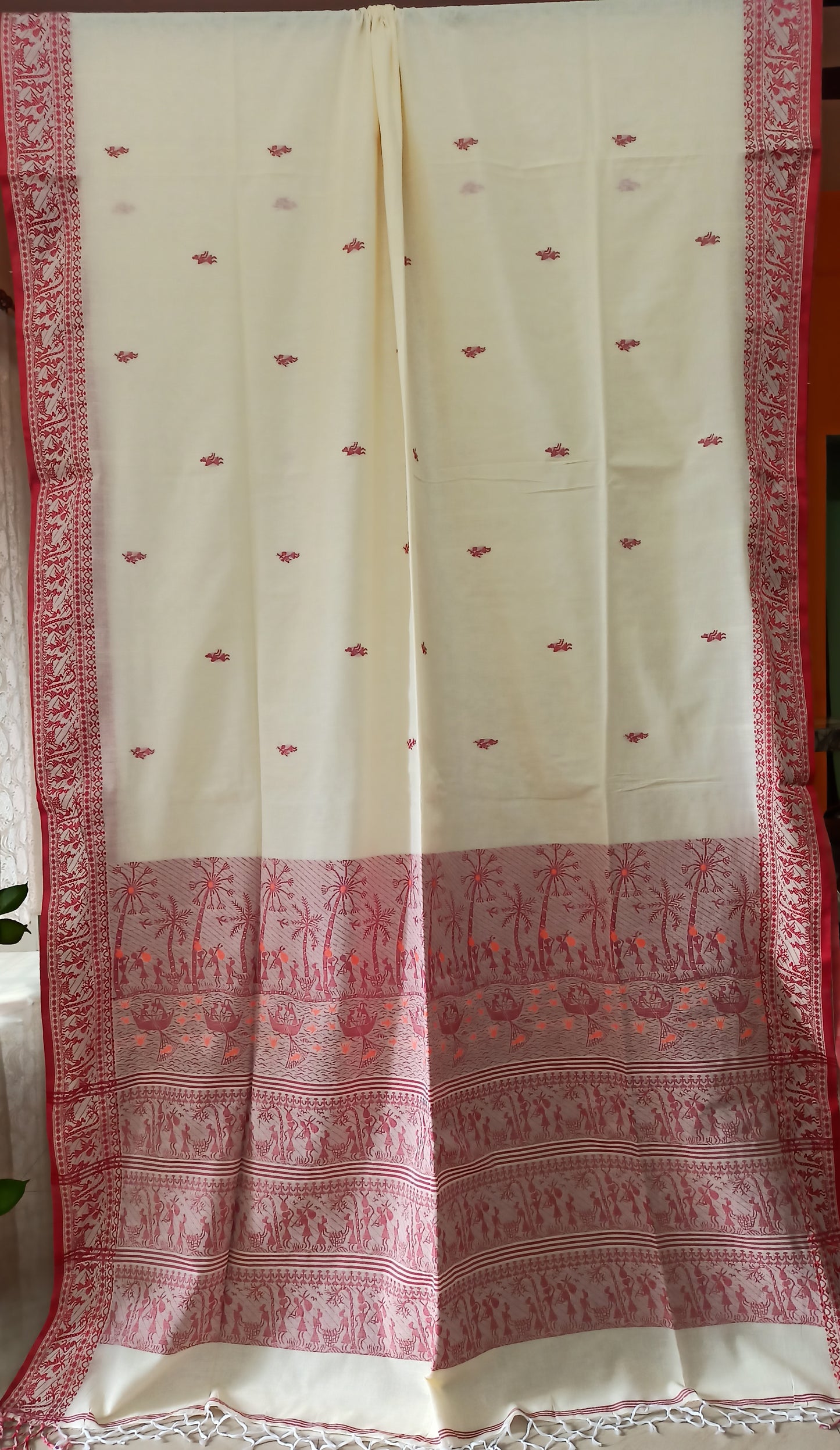 Sada Lal Paar Saree Cotton Baluchari