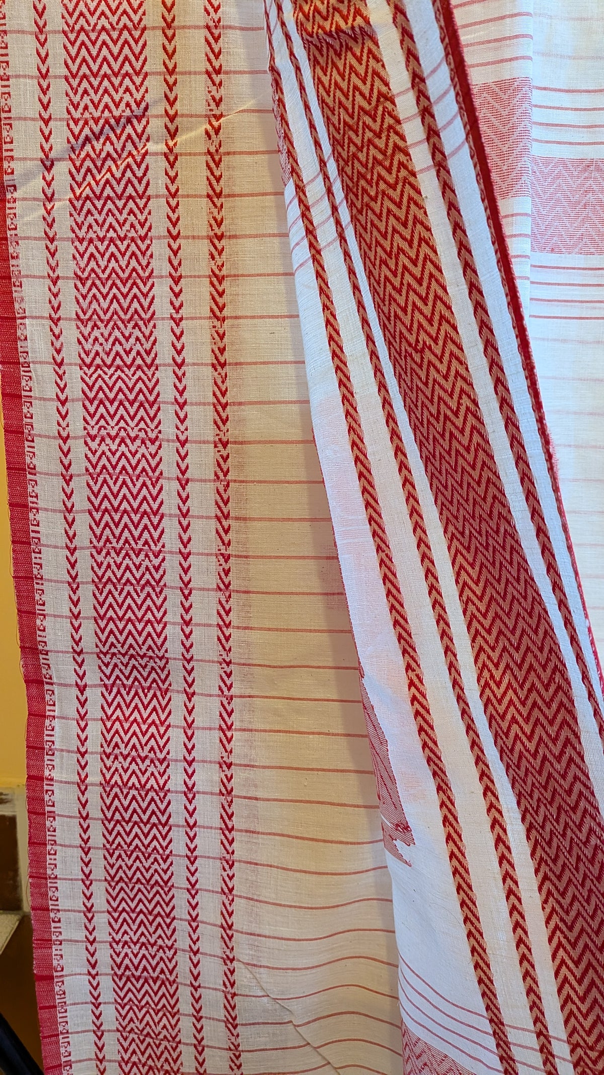 Sada Lal Paar Saree - Striped