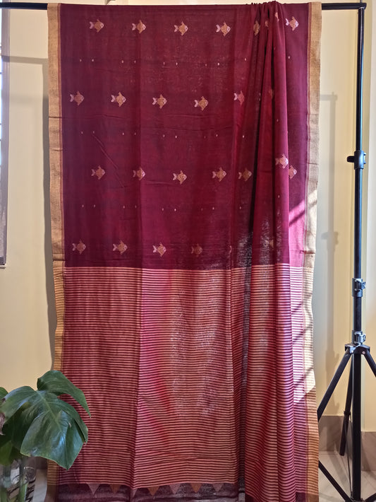 Cotton Handloom Saree - Fish motif
