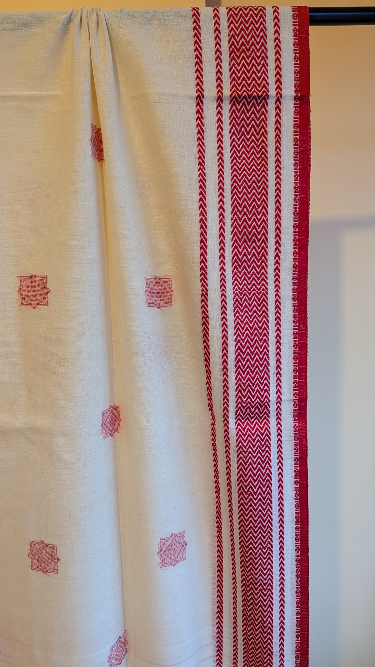 Sada Lal Paar Saree - Striped