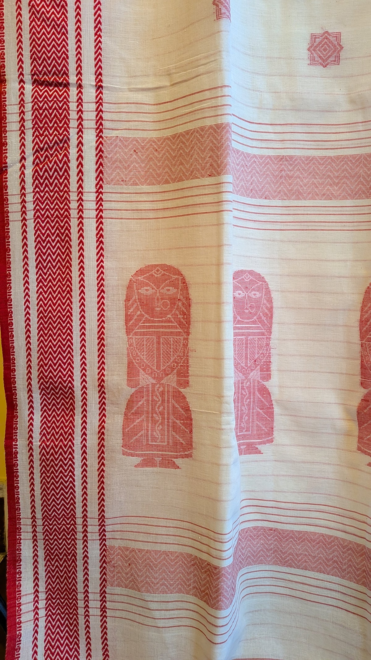 Sada Lal Paar Saree - Striped