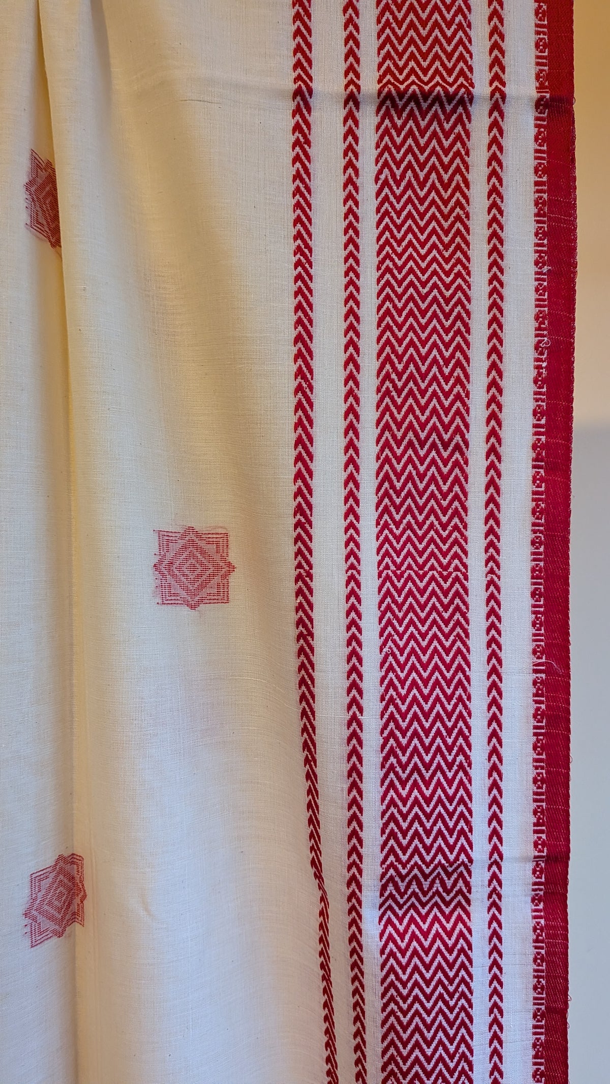 Sada Lal Paar Saree - Striped