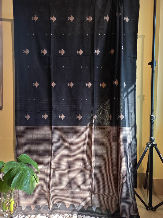 Cotton Handloom Saree - Fish motif