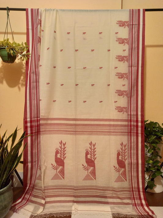 Sada Lal Paar Cotton Saree