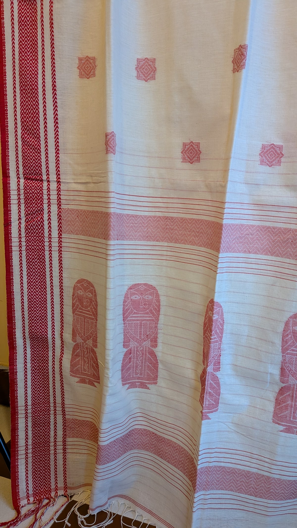 Sada Lal Paar Saree - Striped