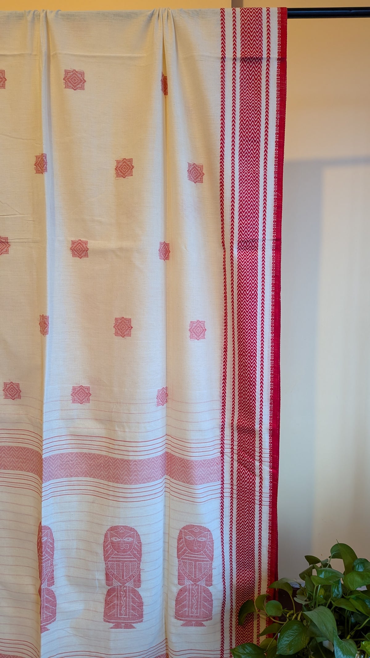 Sada Lal Paar Saree - Striped