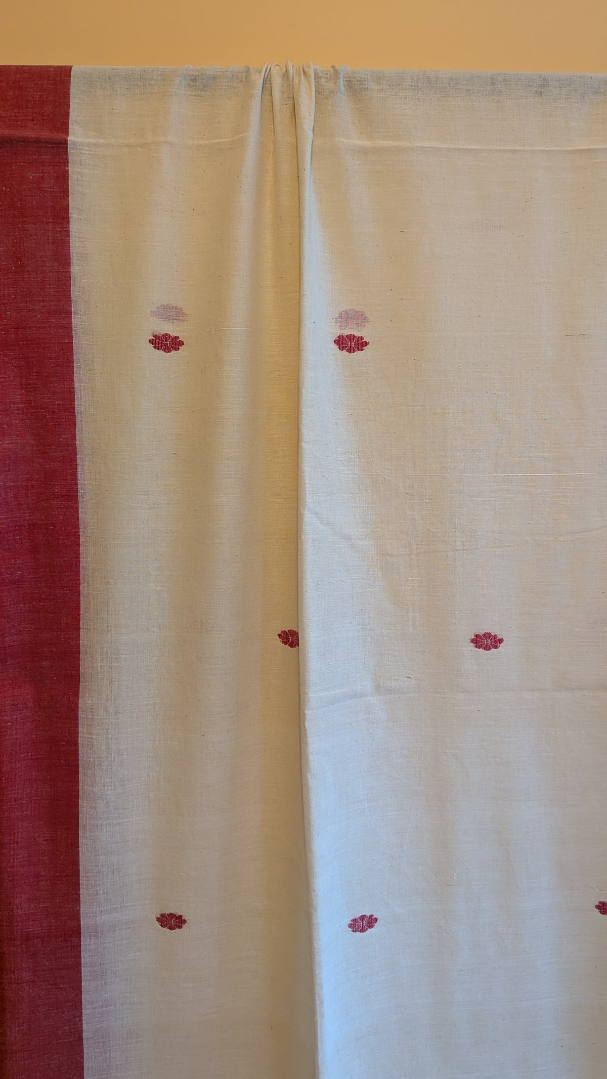 Khadi Sada Lal Paar Saree with Baluchari motif.