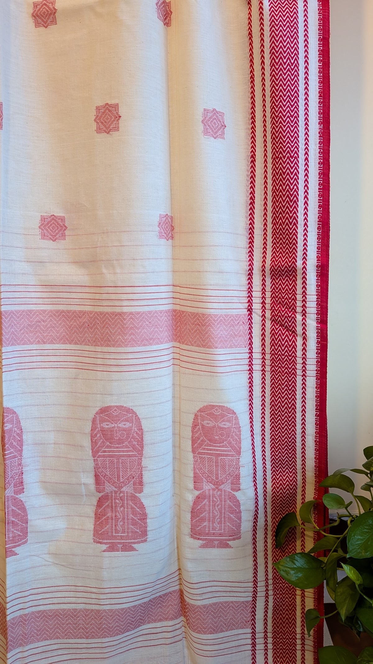 Sada Lal Paar Saree - Striped